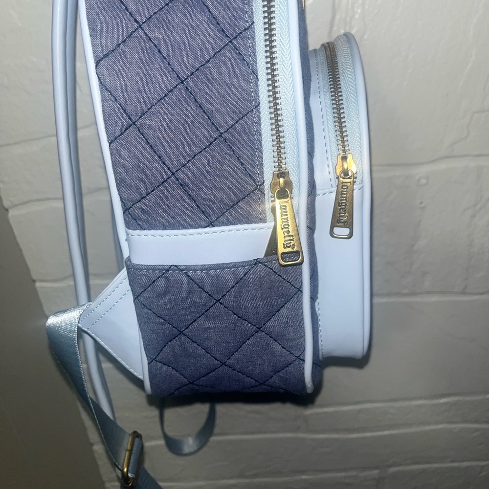 Loungefly Disney Winnie The Pooh Nwot Denim Backpack Vegan Leather - Picture 3 of 13